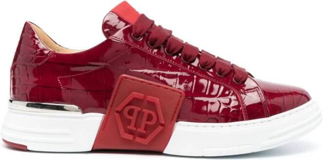 Philipp Plein Sneakers met krokodillenleer-effect Rood