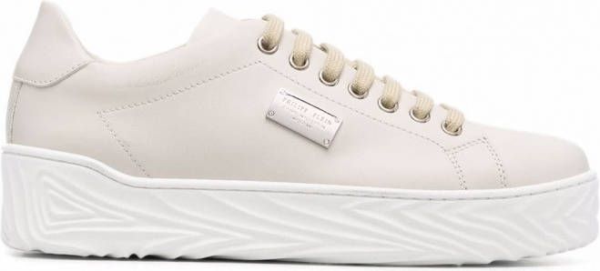 Philipp Plein Sneakers met logoplakkaat Beige