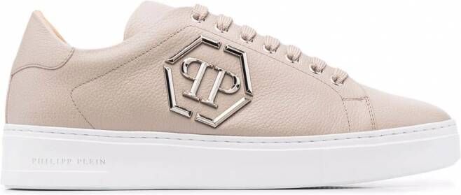 Philipp Plein Sneakers met logoplakkaat Beige