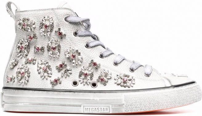 Philipp Plein Sneakers verfraaid met kristal Wit