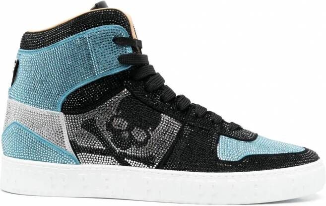 Philipp Plein Strass high-top sneakers Blauw