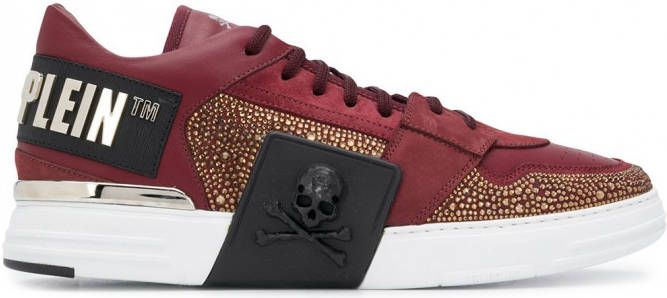 Philipp Plein Verfraaide sneakers Rood - Schoenen.nl