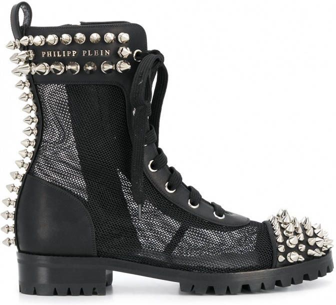 Philipp Plein Veterlaarzen met studs Zwart