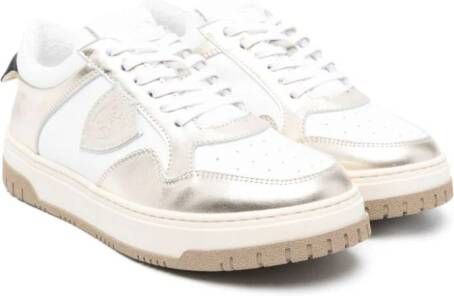 Philippe Model Kids Gelamineerde sneakers met logopatch Wit