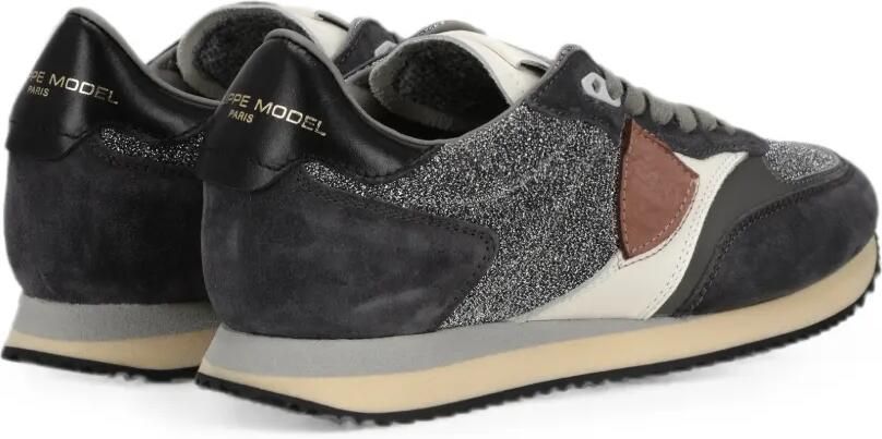 Philippe Model Paris Belville leren sneakers met glitters Grijs - Foto 3