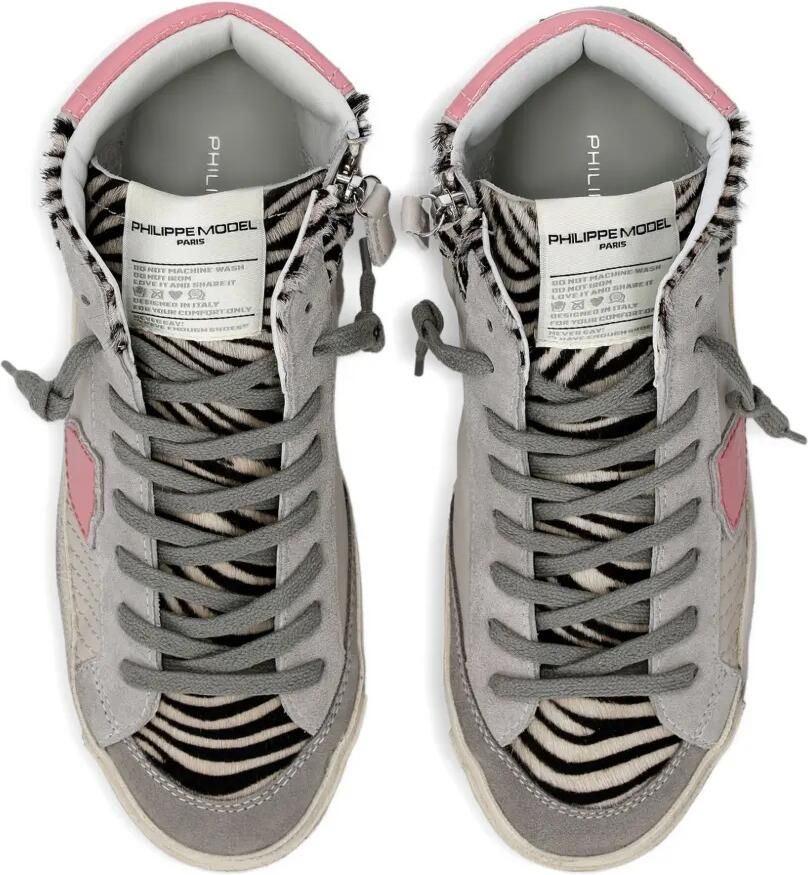Philippe Model Paris Leren high-top sneakers met zebraprint Grijs