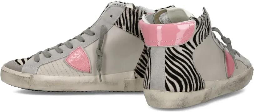 Philippe Model Paris Leren high-top sneakers met zebraprint Grijs - Foto 3