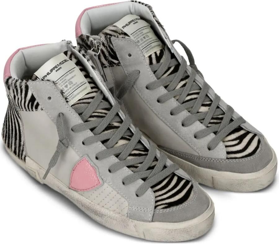 Philippe Model Paris Leren high-top sneakers met zebraprint Grijs - Foto 2