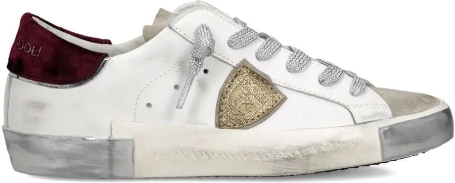 Philippe Model Paris Leren low-top sneakers met gerafeld effect Wit