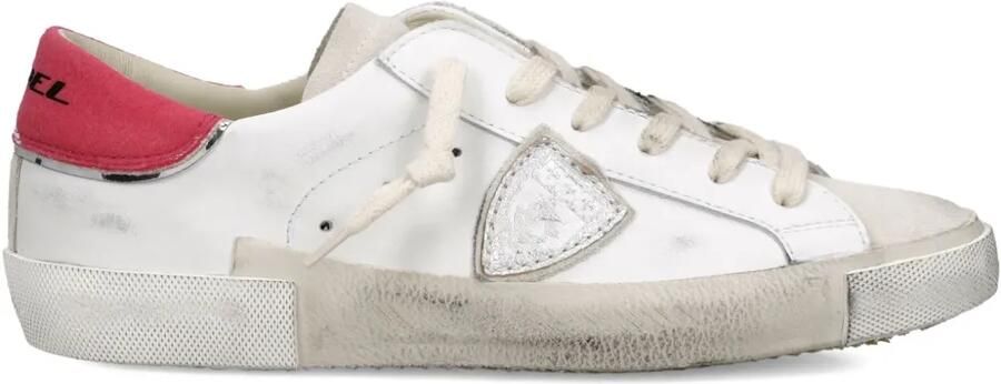 Philippe Model Paris Leren low-top sneakers met gerafeld effect Wit