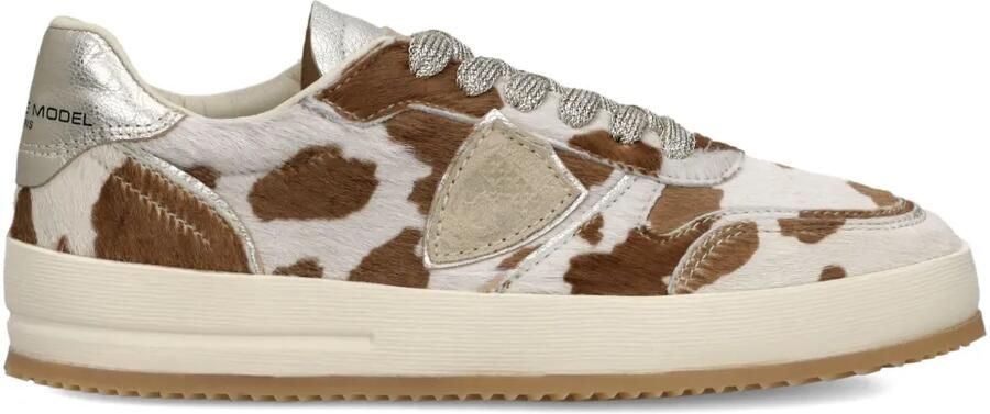 Philippe Model Paris Leren sneakers met koeienprint Wit