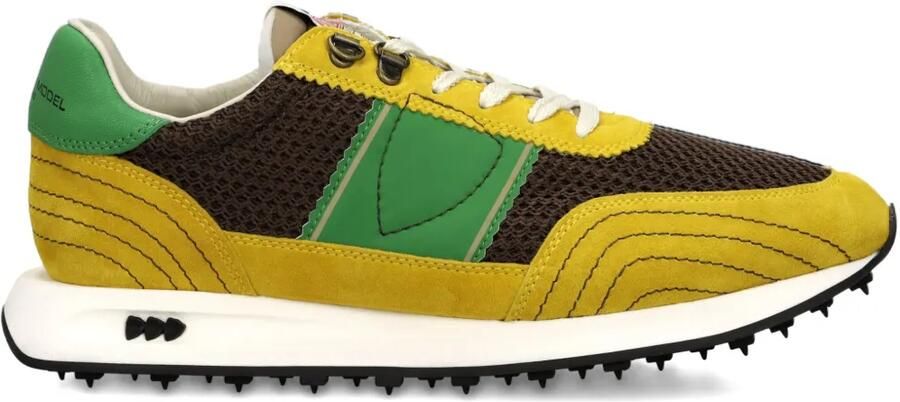 Philippe Model Paris Mesh sneakers met suède vlakken Geel