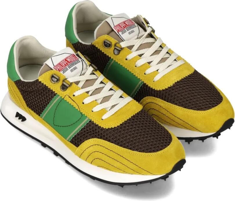 Philippe Model Paris Mesh sneakers met suède vlakken Geel - Foto 3