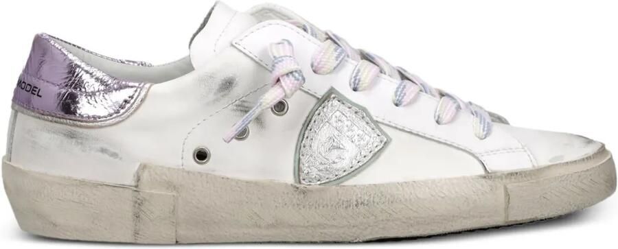 Philippe Model Paris Metallic gerafelde sneakers Wit