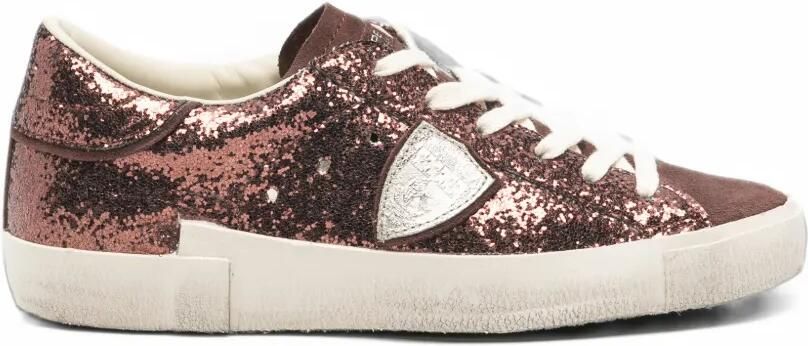 Philippe Model Paris PRSX Low glitter-effect sneakers Bruin