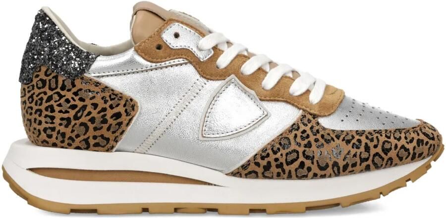 Philippe Model Paris Sneakers met luipaardprint en glitters Zilver