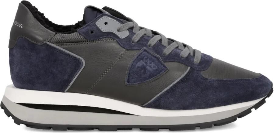 Philippe Model Paris Sneakers met suède vlakken Blauw