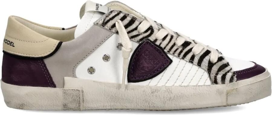 Philippe Model Paris Sneakers met zebrastreep en vlakken Wit