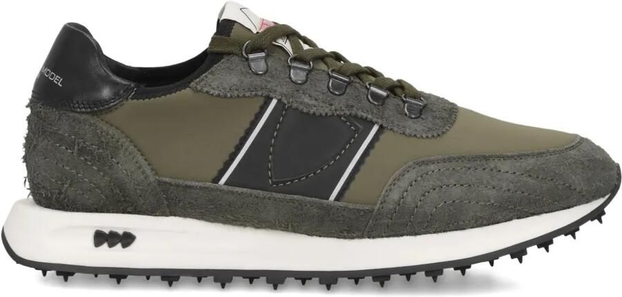 Philippe Model Paris Suède leren low-top sneakers met vlakken Groen
