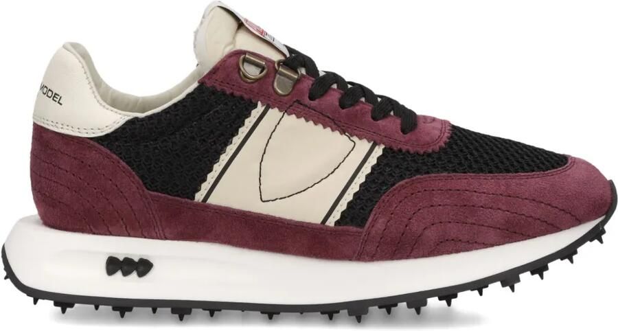 Philippe Model Paris Suède low-top sneakers met mesh vlakken Zwart