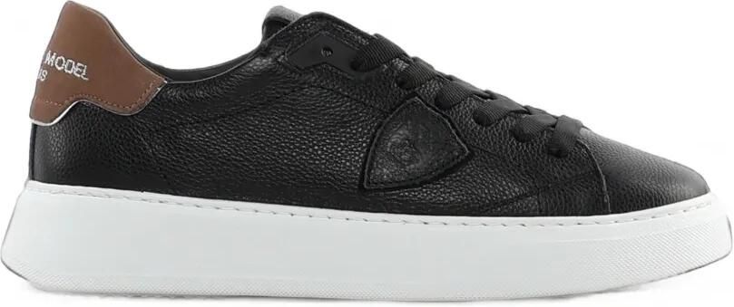 Philippe Model Paris Temple leren sneakers met logopatch Zwart