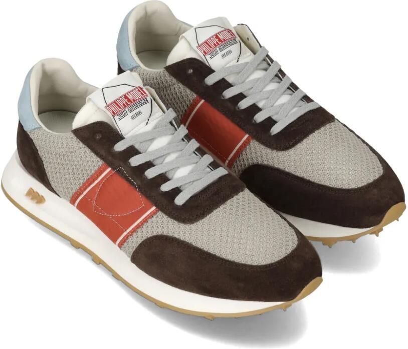 Philippe Model Paris Tour Low gestreepte sneakers met vlakken Bruin - Foto 3