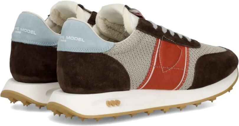 Philippe Model Paris Tour Low gestreepte sneakers met vlakken Bruin - Foto 4
