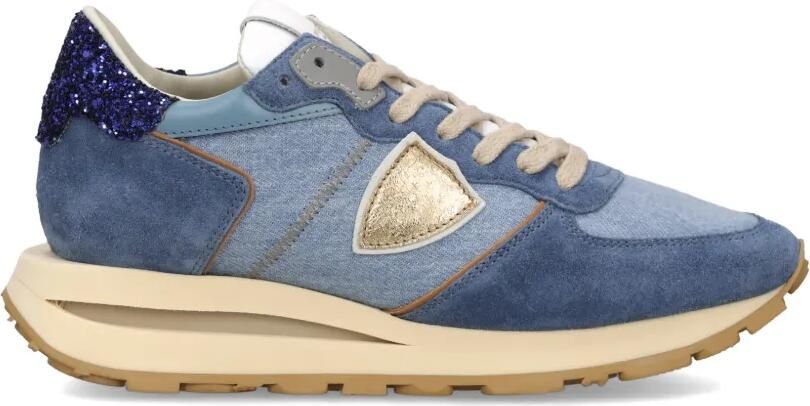 Philippe Model Paris Tropez Haute sneakers met glitterhak Blauw