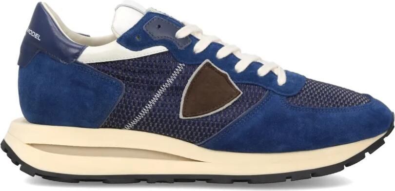 Philippe Model Paris Tropez Haute sneakers met suède vlakken Blauw
