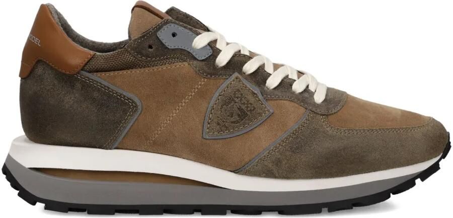 Philippe Model Paris Tropez Haute sneakers met suède vlakken Bruin