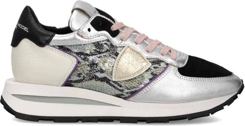 Philippe Model Paris Tropez Haute sneakers met vlakken Zilver