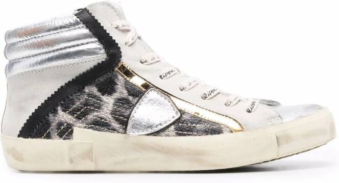 Philippe Model Paris Prsx sneakers met luipaardprint Zilver