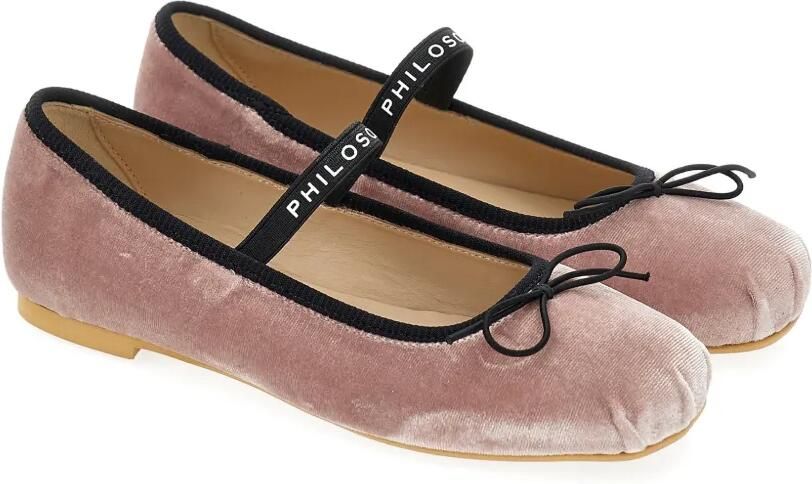 Philosophy Di Lorenzo Serafini Kids Fluwelen ballerina's met logoband Roze