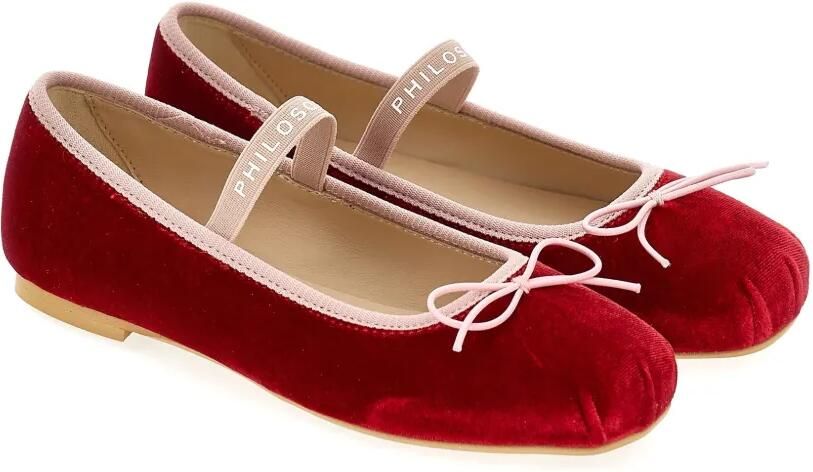 Philosophy Di Lorenzo Serafini Kids Fluwelen ballerina's met strikdetail Rood