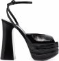 Chunky platform sandals dames leer Stof rubber geitenleer 36 Zwart - Thumbnail 1