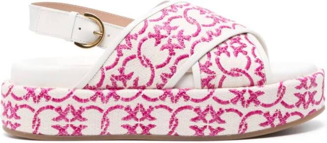 PINKO Flores sandalen met borduurwerk Roze