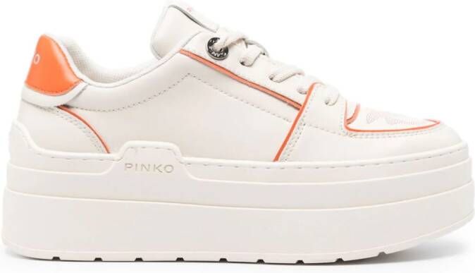 PINKO Greta tweekleurige sneakers met plateauzool Beige