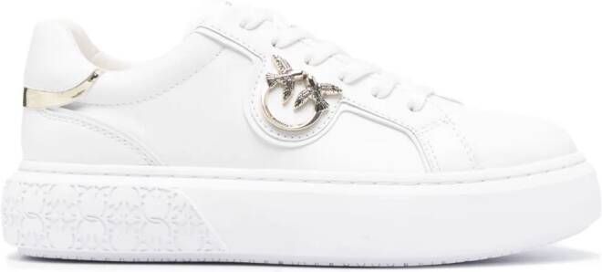 PINKO Love Birds leren sneakers Wit