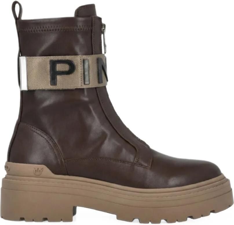 PINKO Enkellaarzen met logoband Bruin