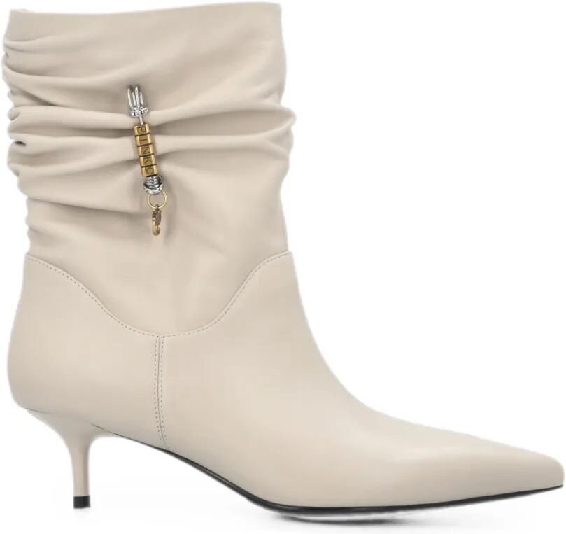 PINKO Enkellaarzen met ruches en logo-bedel Beige