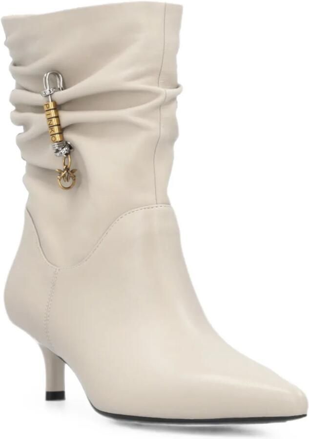 PINKO Enkellaarzen met ruches en logo-bedel Beige - Foto 3