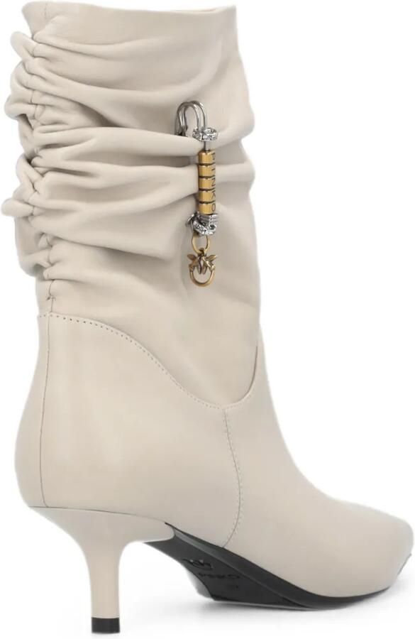 PINKO Enkellaarzen met ruches en logo-bedel Beige - Foto 4