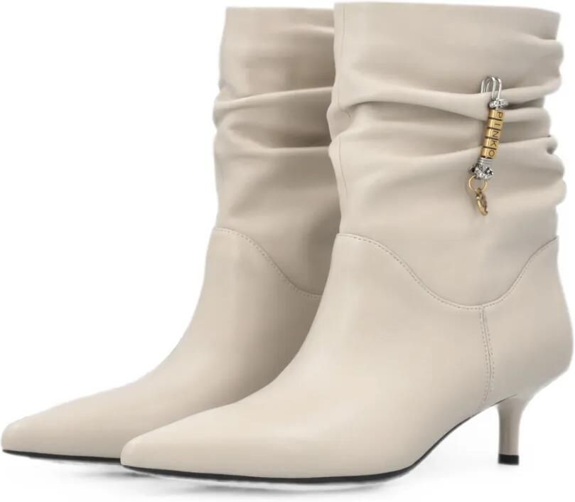 PINKO Enkellaarzen met ruches en logo-bedel Beige - Foto 2