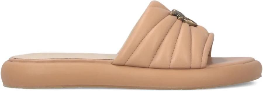 PINKO Geperforeerde leren sandalen met Love Birds logo Beige