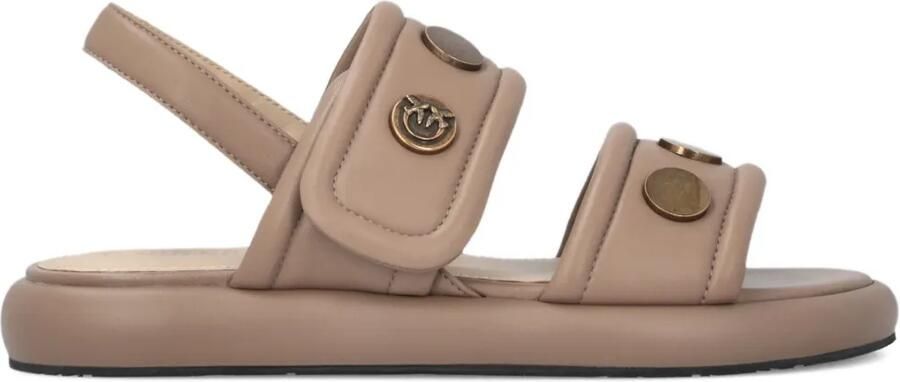 PINKO Gewatteerde nappa leren sandalen met metallic details Beige