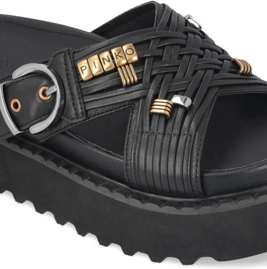 PINKO Geweven leren sandalen Zwart - Foto 2