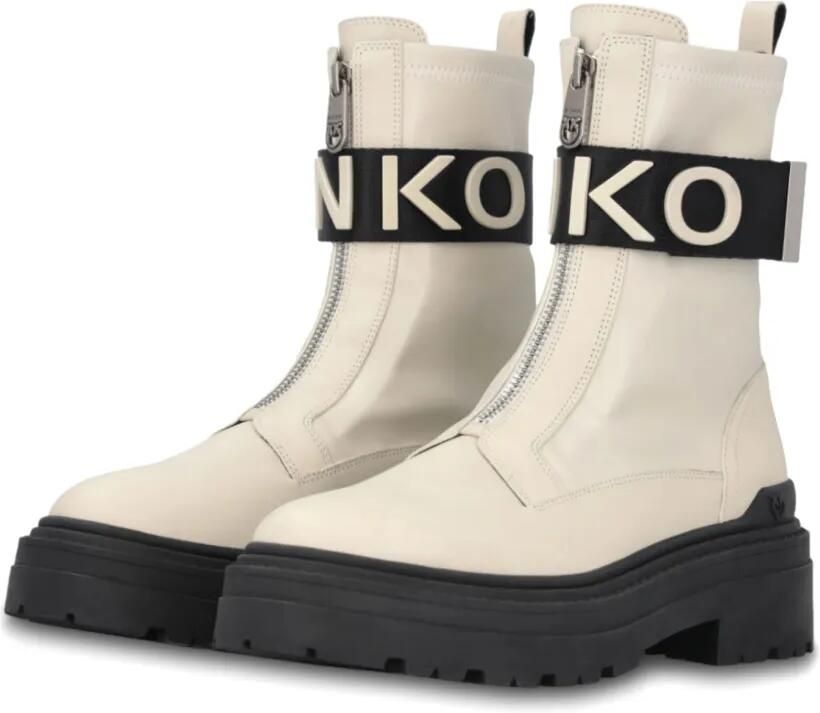 PINKO Laarzen met plateauzool en logo Beige - Foto 5