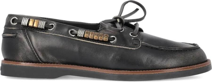 PINKO Leren loafers Zwart