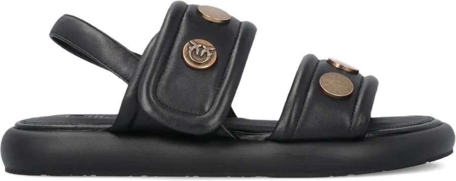 PINKO Leren sandalen met studs Zwart