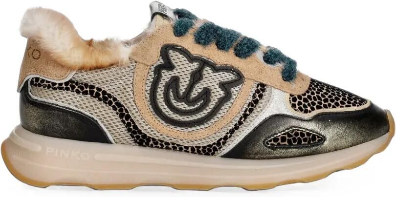 PINKO Love Birds sneakers met dierenprint Beige